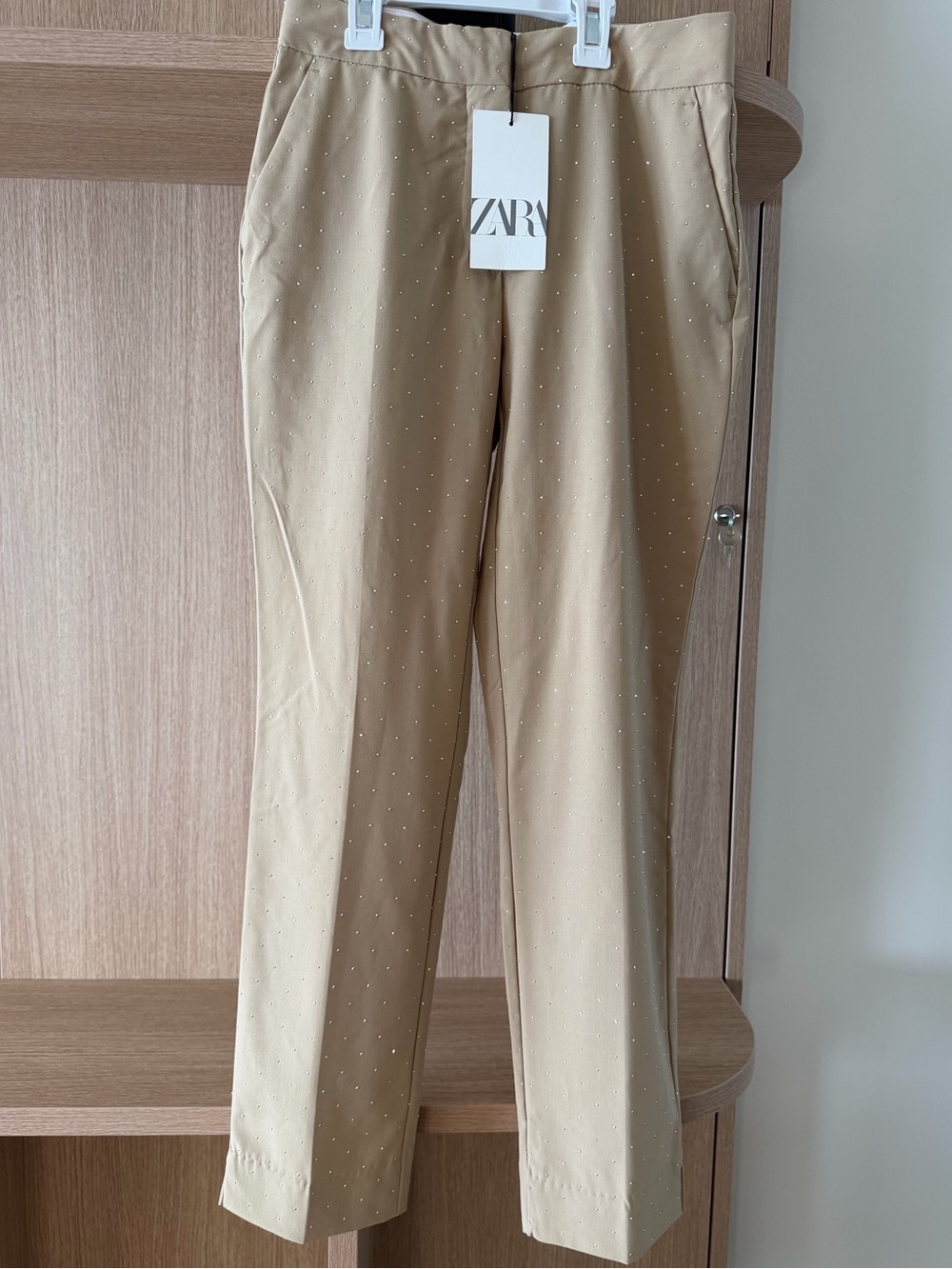 ZARA Woman Tan Straight-Leg Pants